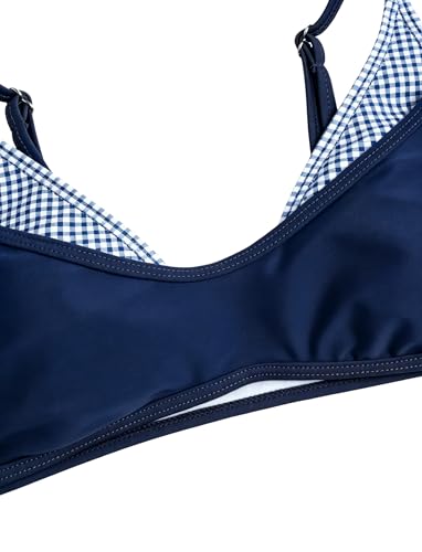 Image of ZAFUL Women's Polka Dot Bikini Set Double Layer Halter Swimsuit Colorblock Side Tie 2 Piece Bathing Suit