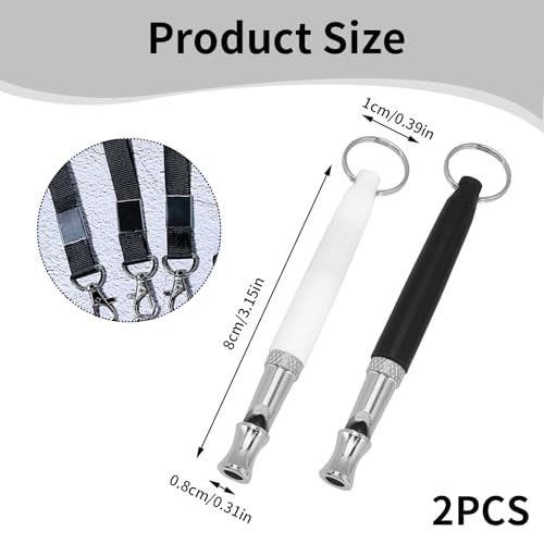 2 Stück Hundepfeife Rütter Rückruf,Hundepfeife Hochfrequenz Lautlos,Erziehungshilfen für Hunde Pfeifen,Hundepfeifen Armband,Trillerpfeife Hund,Metall Dog Whistle mit Schlüsselband(Schwarz und Weiß)