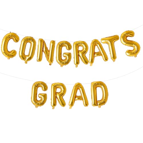 Image of Congrats Grad Balloon Banner, Congratulations Balloons for Graduation Party Decorations 2026, Gold
