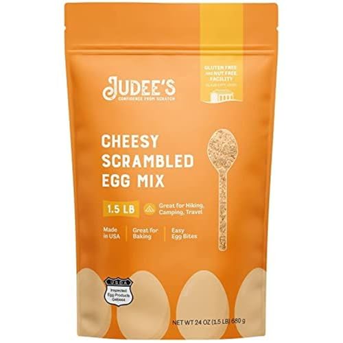 Judee's Gluten Free Cheesy Scrambled Egg Mix - Fluffy Scrambled Eggs & Powdered Whites - Camping-Ready Substitute Powder - Nut-Free & Pasteurized Option - 1.5 lb