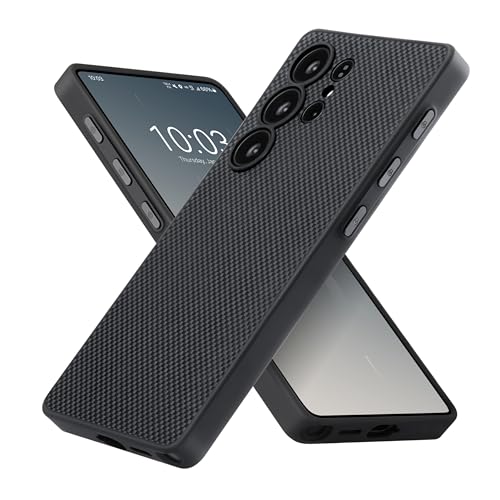 Image of pitaka Case for Samsung Galaxy S25 Ultra Made of Aramid Fibre /TPU with Full Protection, Magnetic and Scratch-Resistant Mobile Phone Case, Military Protective Case, PinButton Case, Black /Grey