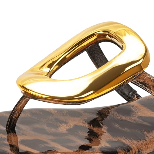 Image of PARTY Square Toe Flip Flops Women,Fashion Designer Thong Sandals with Gold Buckle Trendy Summer Comfort Flat Sandals