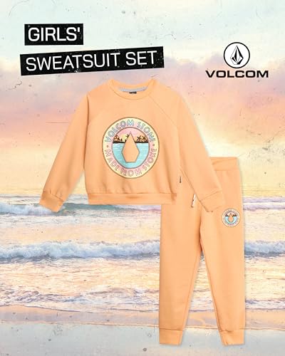 Volcom Girls Toddler Sweatsuit - 2 Piece Frech Terry Crew Neck Pullover Girls Sweatshirt and Toddler Kids Sweatpants2