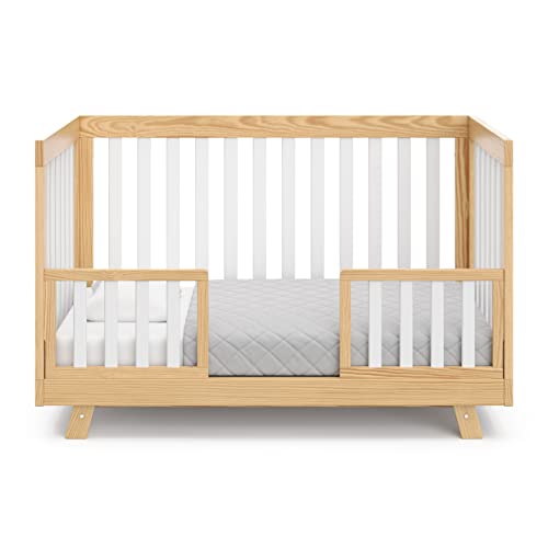 Image of Storkcraft & Graco Toddler Safety Guardrail with Slats (Natural with White) - GREENGUARD Gold Certified, Converts Compatible Storkcraft & Graco Crib to Toddler Bed, Each Guardrail Sold Individually