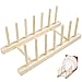 Naapesi Escurridor de Platos de Madera,Estante de Platos de Bambú,Escurreplatos Ahorro de Espacio,Soporte de Plato de Madera para Platos, Tazas, CD, Copa de Vino,Reserva– 6 Ranuras
