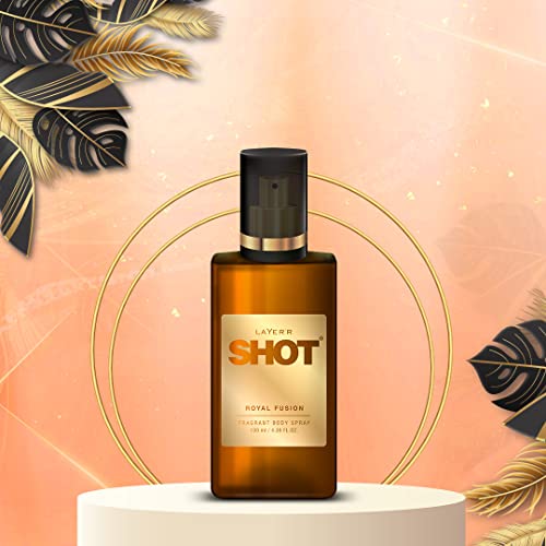 Image of Layer'r Shot Best Royal Fusion Body Spray For Men - 130ml | Long Lasting Luxurious Skin-Freindly Fragrance | Premium Blend Areosol Perfume | Perfect for Every Occasion | Ideal Gift For Men