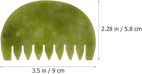 Miniatura 10 de Healifty Peine de masaje de piedra de jade, 1 peine de cuero cabelludo Guasha, herramienta de masaje de mano para raspar Gua Sha para el cuidado de