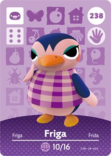 Friga - Tarjeta Amiibo de Nintendo Animal Crossing Happy Home Designer - 238