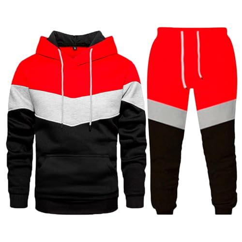 Generisch Chándal para hombre, sudadera con capucha y pantalones de jogging, traje deportivo de dos piezas, traje de ocio, transpirable, traje de casa para otoño e invierno, pantalones deportivos y
