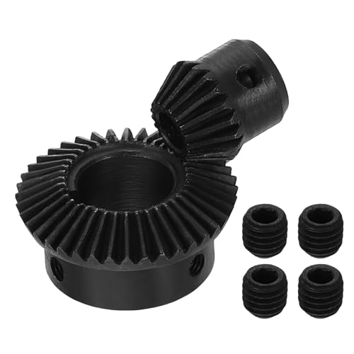 Image of uxcell 2Pcs Tapered Bevel Gears Set, 1 Mod 1:2 (20T /40T) Harden Steel Straight Bevel Gear, 90 Degree Steering Motor Gears, (8mm /18mm Shaft Hole with Keyway)
