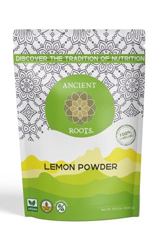 Ancient Roots Lemon Powder - Freeze-Dried, All-natural, No Sugar Added, Pure Citrus Fruit Powder, Natural Electrolyte, Good for Lemonades and Cocktails, Resealable Pouch - 10.5 ounces (75 servings)