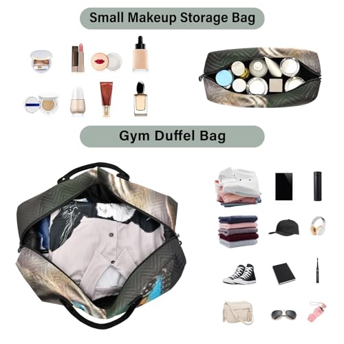 Large Travel Duffel Bag, Butterfly and Kitten Sports Tote Gym Bag, Shoulder Weekender Overnight Bag for Women Men, Carry On Luggage with Toiletry Bags4