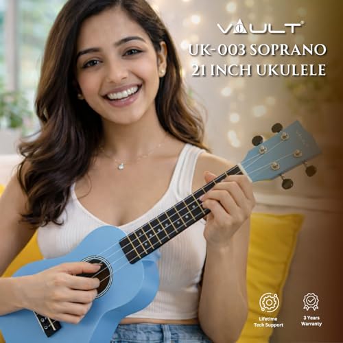 Image of Vault UK-003 Soprano Colourful Ukulele 21 inch With Gig-Bag - Blue