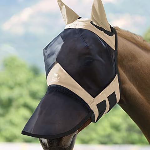 Harrison Howard CareMaster Pro Luminous Horse Fly Mask Long Nose with Ears Cover