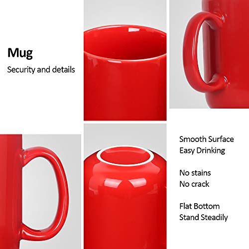 Taza grande de cerámica roja 20 oz con asa miniatura 3