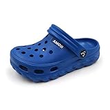 Amoji Kids Clogs Boy Garden Clogs Girl Garden Shoes Toddler Sandals Little Kid Children Gardening Clogs Slip On Big Kid Youth Shower Sandals Blue Size 2.5-3 Little Kid
