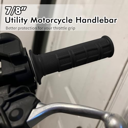 Image of 2PCS Non-Slip Rubber Motorcycle Handlebar Grips, Universal Fit for Motorcycle, Dirt Bike, ATV, Powersports Accessories (Black)