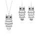 Ailiessy Vintage Retro Owl Necklace Earrings Big Eye Owl Bird Dangle Drop Earrings for Women Fashion Jewelry Set(silver)
