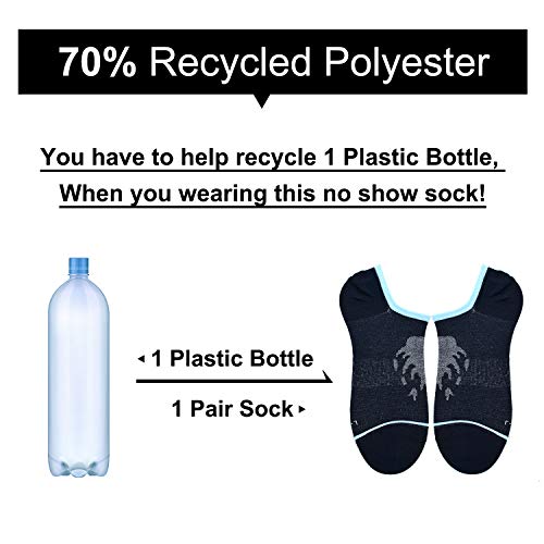 Busy Socks Mens No Show Low Cut Socks Women's Invisible Liner Thin Socks with Non-Slip Heel Grips,Recycled Socks,1/5 Pack4