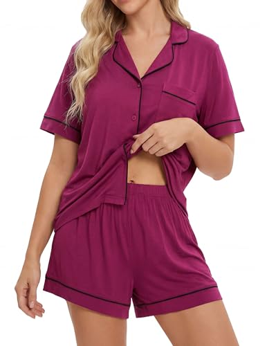 lulukaka Bamboo Rayon Pajama Sets for Women, Short Sleeve Button Down Pjs 2 Piece Loungewear, Soft...