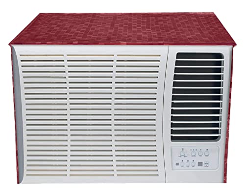 Image of Kuber Industries 3D Design PVC Window AC Cover for 2 Ton Capacity - Maroon (CTKTC01715), Standard