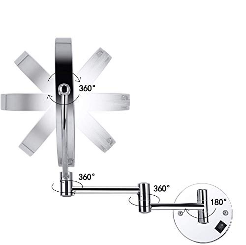Miroir de maquillage LED pivotant 360° et bras extensible