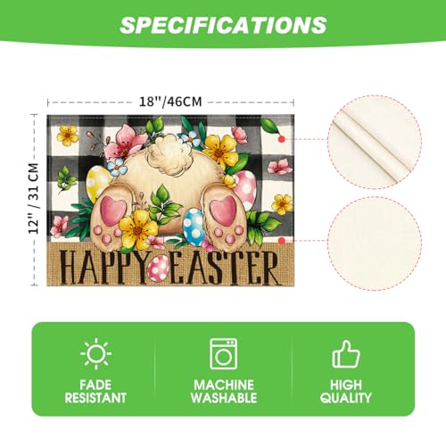 Artoid Mode PLACEMAT-EASTER-4PC-3045-059 Buffalo Plaid Bunny Egg Flowers Happy Easter Placemats Set Of 4 thumb #5