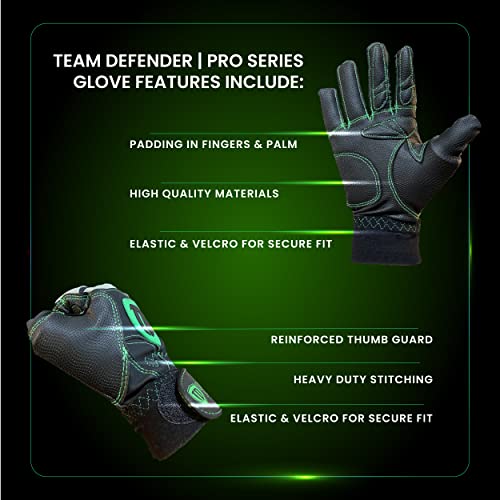 Team Defender Pro Series Padded TD Baseball Glove | Left-Handed Glove for Right-Handed Thrower | Glove Protects Thumb | Rigid Rubber Thumb Mold Prevents Hyperextension, Hand Injuries (M)