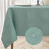 Plaid Jacquard Table Cloth Waterproof Wrinkle Free Rectangle Tablecloth 100% Polyester Tabletop...