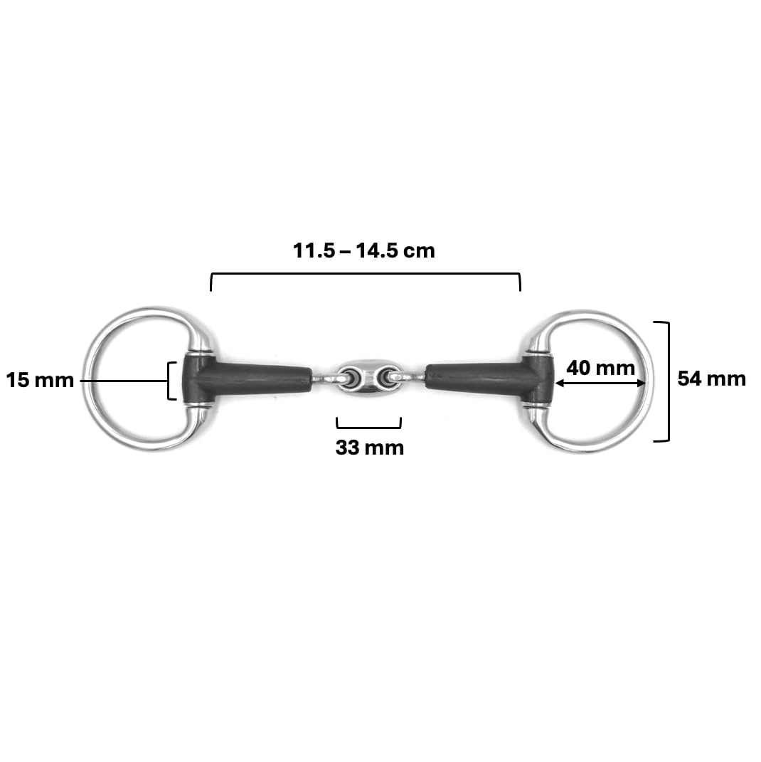 ES0248 - Morsetto a testa d'oliva, doppia rotta con gomma, per cavalli sensibili e giovani cavalli (10,5 cm)