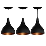 Pendente Lustre Gota Kit 3 Peças Preto/Cobre para Cozinha Sala de Jantar Quarto
