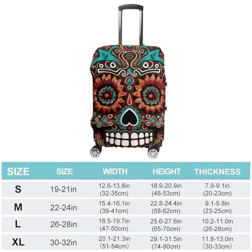 Sugar Skulls Day of The Dead Luggage Cover, Washable Elastic Suitcase Cover Protector Fit 18-32 Inch Luggage2