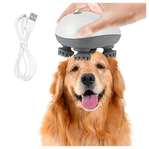 BestFire Pet Massager for Dogs and Cats, Waterproof Handheld Scalp Massager with Kneading 96 Massage Nodes, Head Scratcher Massager for Full Body Massage, Hair Growth and Stress Relax, Pets Relax