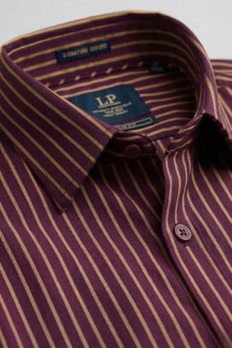 Image of Louis Philippe Men's Slim Fit Signature Oxford Easy Care, Natural Stretch Full Sleeve Stripe Casual Shirt