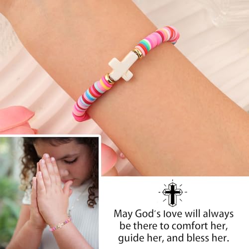 Image of Adjustable Cross Bracelet for Girls, Baptism Easter Confirmation First Communion Gifts for Girls