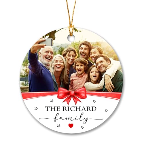 Personalized Family Christmas Ornament With Photo - Custom Picture Name Gift for 2025 - Upload Any Photo for Xmas Tree Decorations