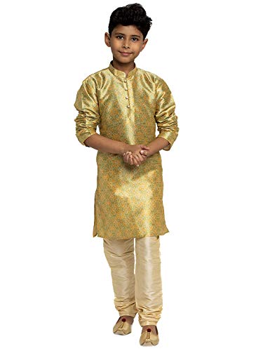 Image of KRAFT INDIA Boys Silk Print Kurta Churidar