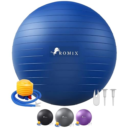 Image of ROMIX Exercise Ball, Anti-Burst Yoga and Birthing Ball with Pump, Home Use