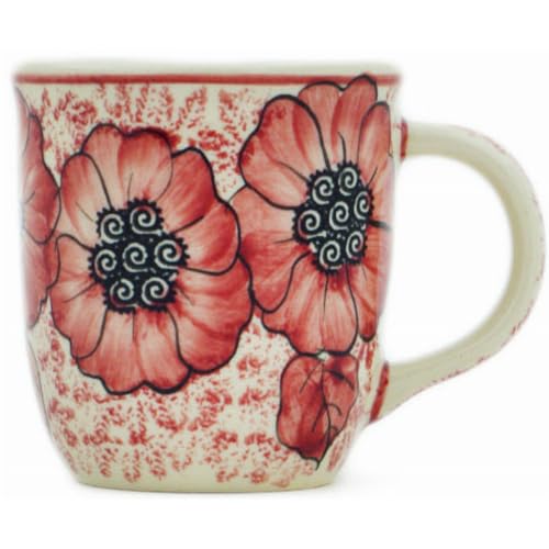 Taza de cerámica artesanal Polmedia 11 oz con diseño Floral miniatura 1