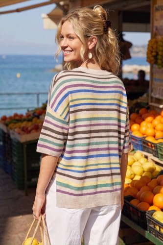 Image of Arach&Cloz Women's Wool Blend Elbow Sleeve Summer Oversized Casual Sweater | Versatile, Fall Layering Soft, Anti-pilling