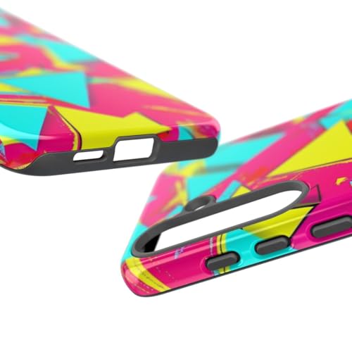 Coque Samsung S25 Plus triangles fluo rose protection rigide brillante motif - 3