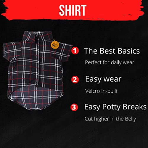 Image of Sage Square Funky Soft Material Dog Shirt | Cool /Funky Print Pet | Soft Light Weight | Comfortable & Breathable Dog Clothing | Trendy Vest Outfit (XSmall - 12 Inches, Black Check Print)