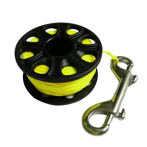 Bobina de buceo con mosquetón doble de acero inoxidable para cuevas