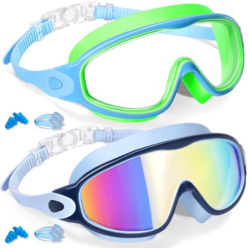 Image of Keary 2 Pack Kids Swim Goggles for 3-15 UV Protection Anti-Fog Pool Water Swimming Goggles for Boys Girls Youth Toddler