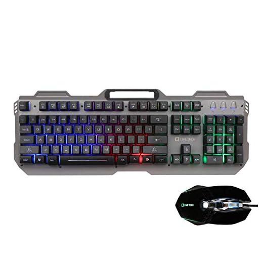 Live Tech Evon Wired Gaming Combo with LED Backlit USB Keyboard and Mouse Set Gold Plated USB, Braided Cable (Does not Support iPad Tablet mobiles)