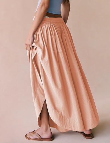 LTSCNRM Women's Palazzo Pants High Waisted Wide Leg Trousers Side Slits Pockets Flowy Summer Culottes2