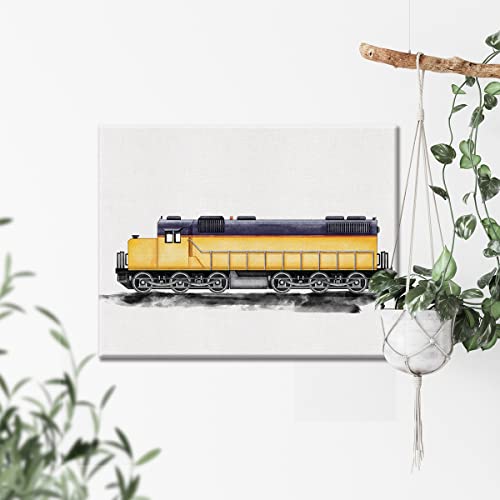 Nvhai Diesel Locomotive Canvas Wall Art Watercolor Transportation Train Canvas Painting Prints For Home Boys Bedroom Wall Decor Framed Artwork Gifts thumb #3