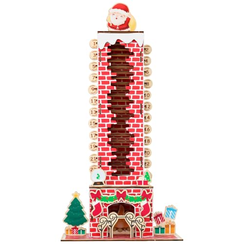 Calendrier de l'Avent cheminée en bois à suspendre pour décoration de Noël