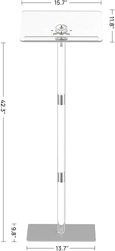 Miniatura 10 de HMYHUM Soporte pequeño de acrílico para podio, ángulo ajustable, 17.7 pulgadas de largo x 13 pulgadas de ancho x 42.3 pulgadas de alto, atriles y