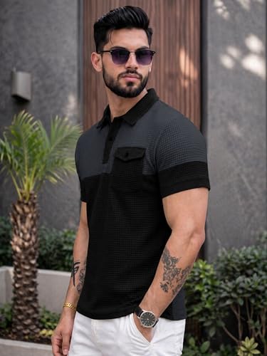 Image of Noble Monk Men's Regular Fit Polo Neck T-Shirt | Half Sleeve
